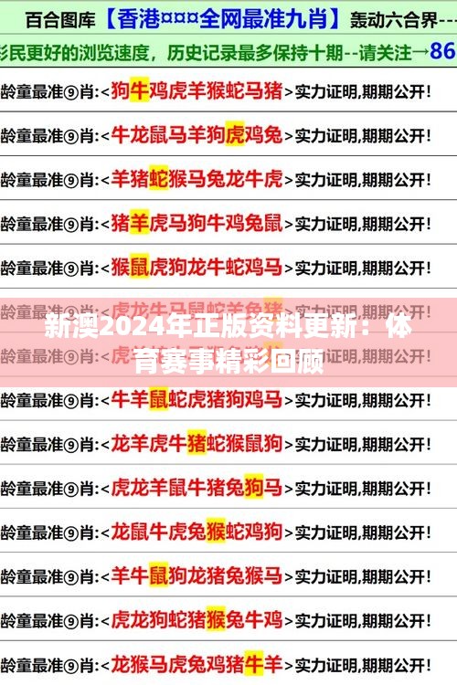 新澳2024年正版資料更新：體育賽事精彩回顧