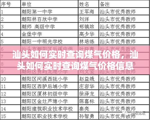 汕頭如何實時查詢煤氣價格，汕頭如何實時查詢煤氣價格信息 