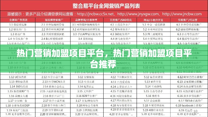 熱門營(yíng)銷加盟項(xiàng)目平臺(tái)，熱門營(yíng)銷加盟項(xiàng)目平臺(tái)推薦 