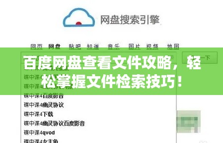 百度網(wǎng)盤查看文件攻略，輕松掌握文件檢索技巧！