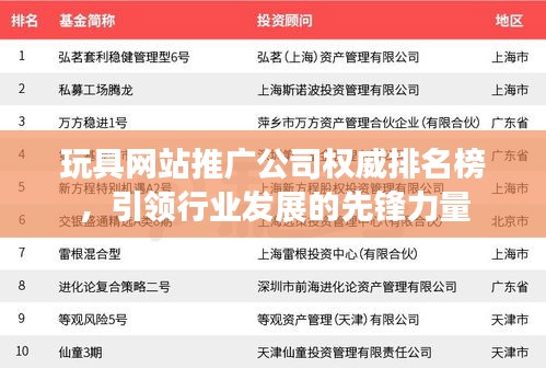 玩具網(wǎng)站推廣公司權(quán)威排名榜，引領(lǐng)行業(yè)發(fā)展的先鋒力量