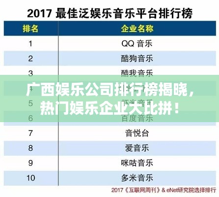 廣西娛樂公司排行榜揭曉，熱門娛樂企業(yè)大比拼！