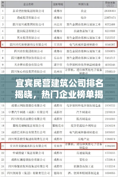 宜賓民營建筑公司排名揭曉，熱門企業(yè)榜單揭秘！