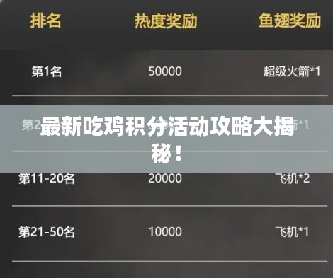 最新吃雞積分活動攻略大揭秘！