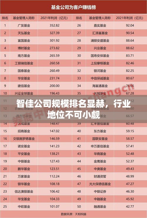智佳公司規(guī)模排名顯赫，行業(yè)地位不可小覷