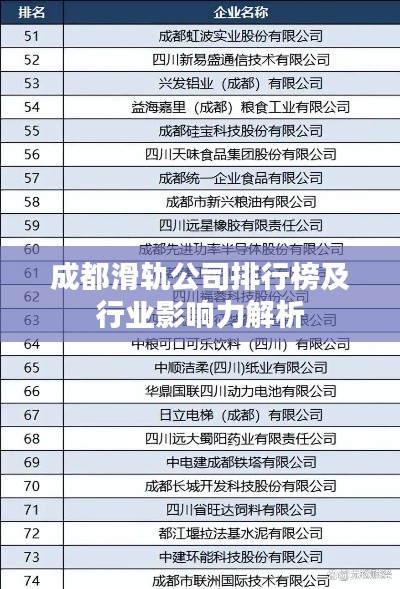 成都滑軌公司排行榜及行業(yè)影響力解析