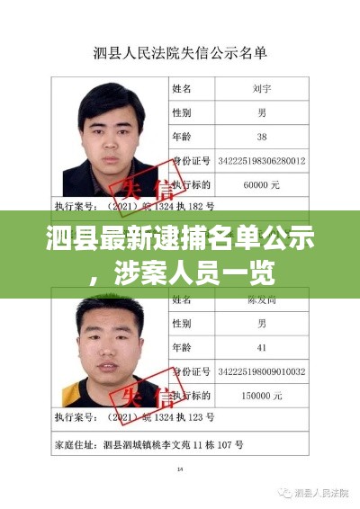 泗縣最新逮捕名單公示，涉案人員一覽